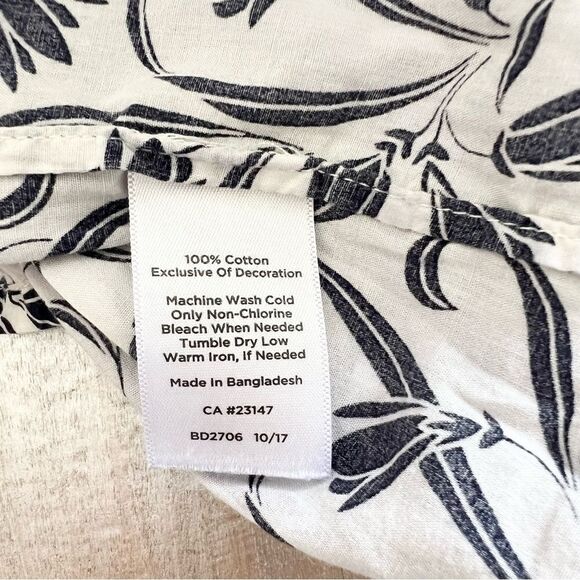 Talbots Large Navy +White Tunic Style Cotton Long Sleeve Blouse - Picture 7 of 7